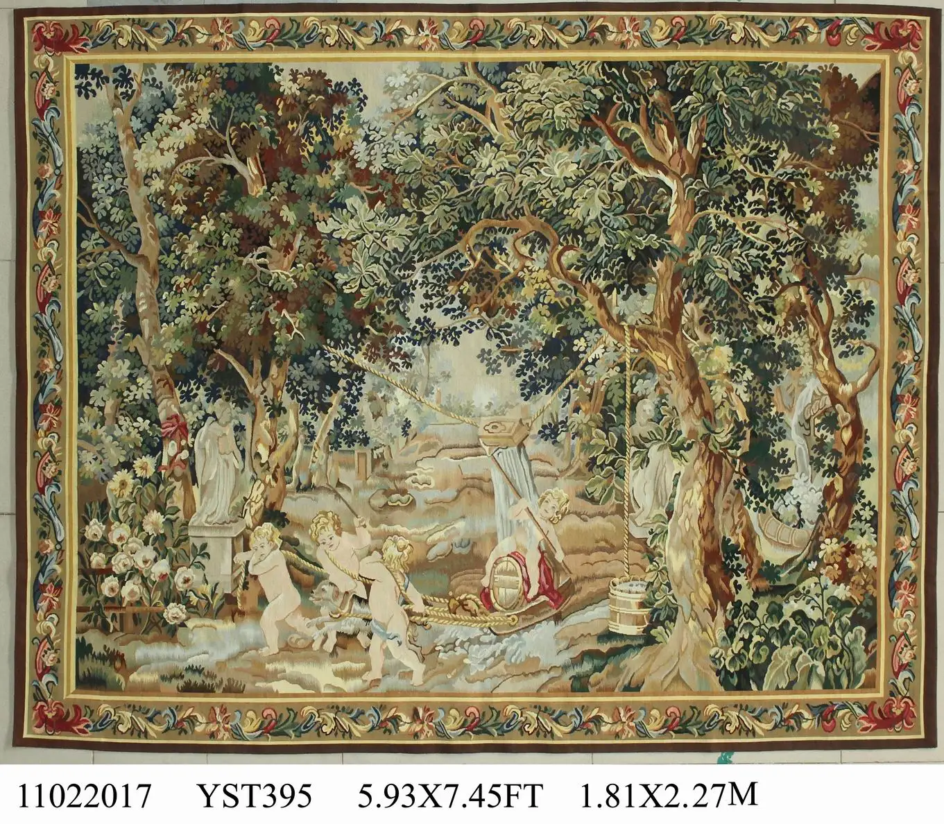 Aubusson Vintage Wool Floral Tapestry Fashionable Household Decorates