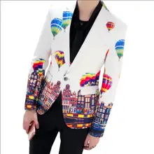 Костюм куртка мужская повседневная тонкая Корейская куртка стилист волос осенний принт маленький костюм певица костюм Go-Go костюмы