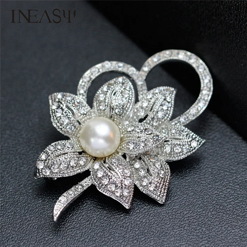 Blue Elegant Floral Pearl Flower Brooches For Women Jewelry Romantic Wedding Bridesmaid Party Brooch Pin Exquisite WorkmanshipFashion Design