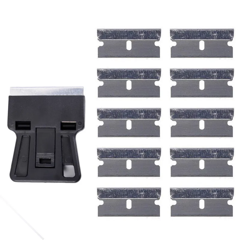 

Car Window Tint Tool Plastic Mini Razor Scraper with 10Pcs Extra 1.5 inch Carbon Steel Blade glue removing car tools