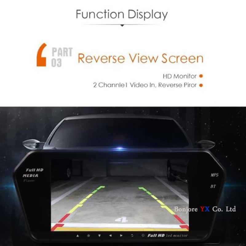 Зеркало заднего вида Koorinwoo 1024x600 с высоким разрешением 7 "TFT LCD TF USB Bluetooth MP5