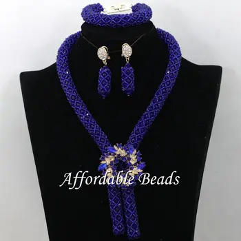 

Royal Blue Nigerian Traditional Beads Best Fashion Beads Jewelry Set Handmade Style Wholesale ABC075
