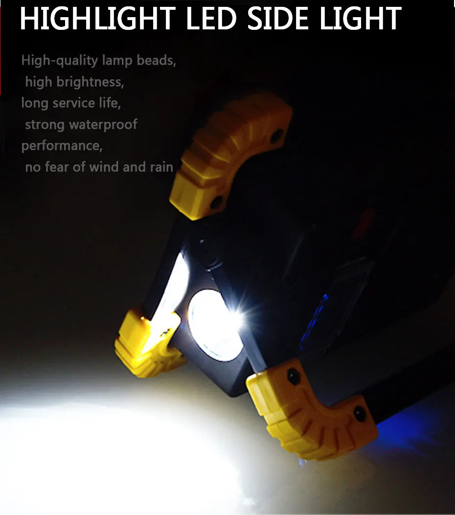 20W Portable LED Flashlight COB Work Light Floodlight Searchlight Waterproof USB Rechargeable For outdoor lighting A1