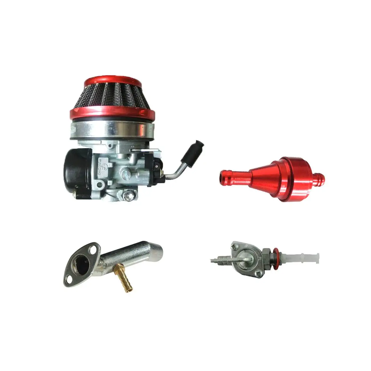 

Carburetor&Intake Manifold&Red Air Filter Fits 66cc 80cc Engine Motorized Bike