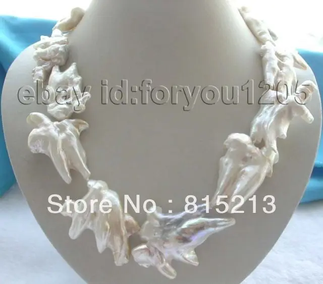 

N631 Natural 55mm White Reborn Keshi Pearl Necklace 14k 28% Discount NEW