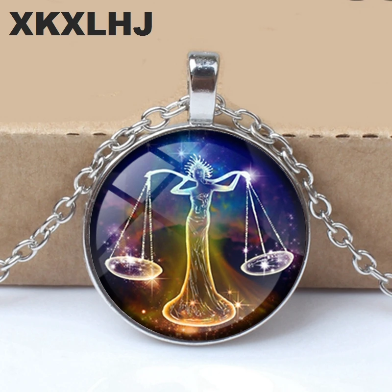 

XKXLHJ New 12 Constellation Virgo, Leo, Aries, Gemini Art Picture Bump Glass Necklace Fashion Lady Lucky Necklace Jewelry