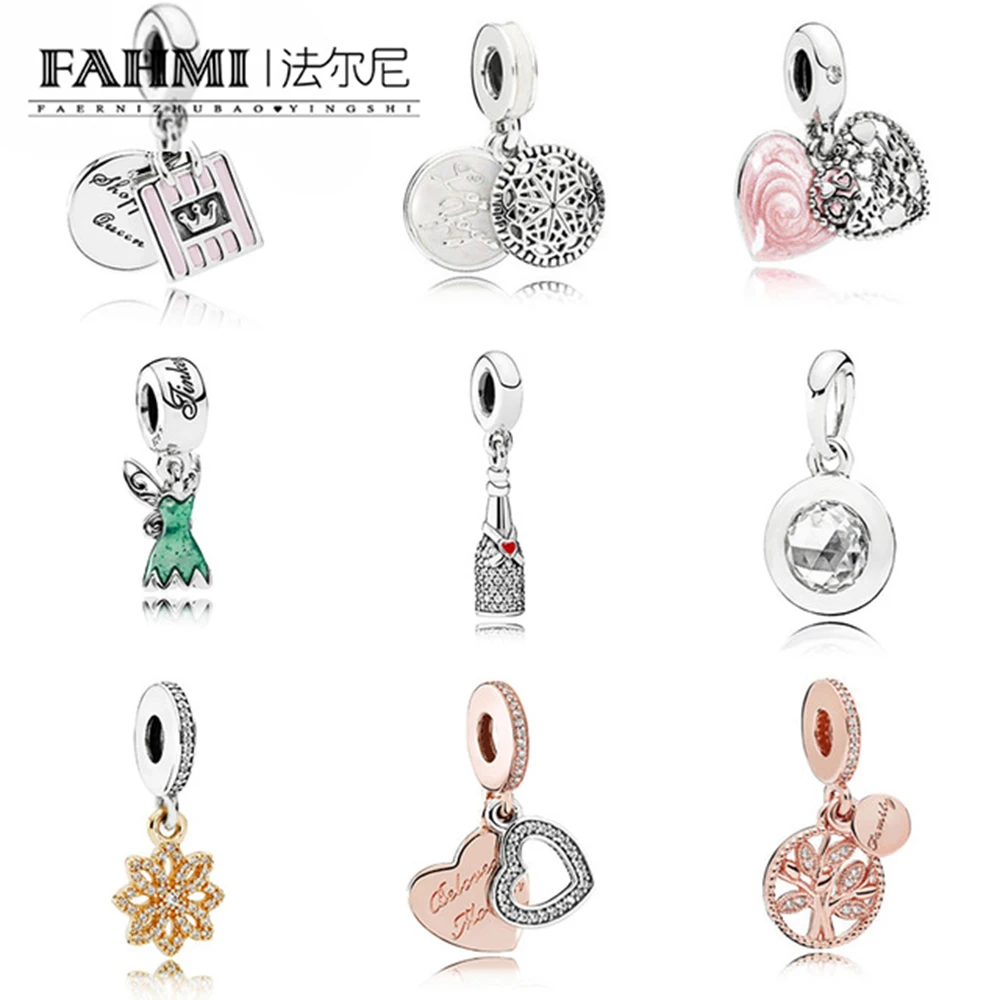 

FAHMI Genuine 925 Sterling Silver Beer bottle heart-shaped Pendant Necklace for Women European Fashion Jewelry Bijoux Gift