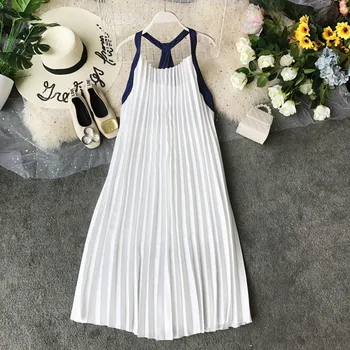 

2019 Summer Dress Women Sexy White Pleated Skirt Long Maxi Dress Off Shoulder Beach Dress Women Solid Halter Dresses