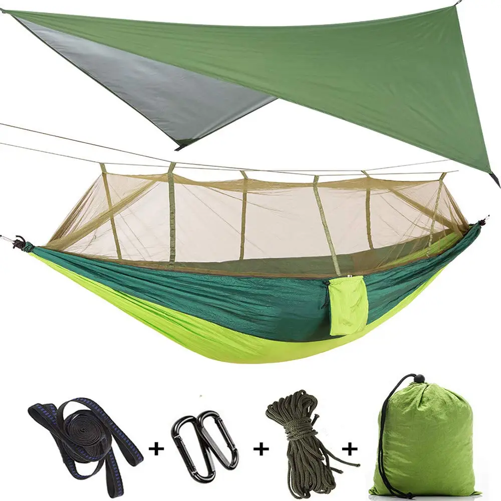 Портативный нейлоновый походный гамак с москитной сеткой с дождевой летающей Брезентовая палатка для наружной ветрозащитной