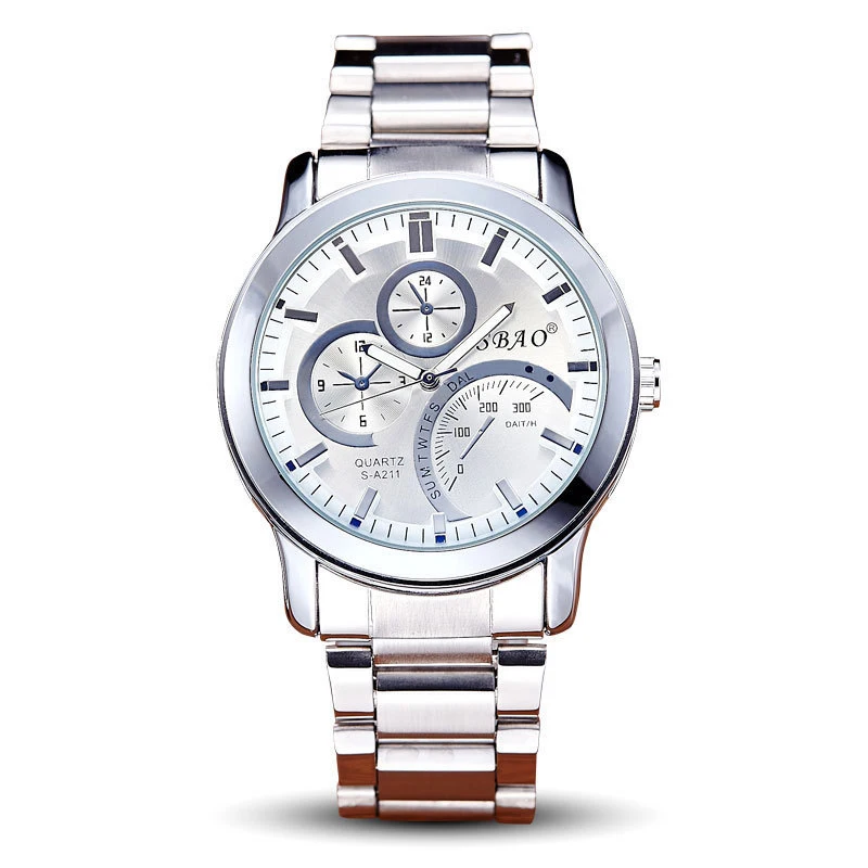 BOUNABAY WATCH Men Three dials Waterproof Quartz Wristwatch Ladies Fashion Datajust Analog Watch Luxury Automatic Business