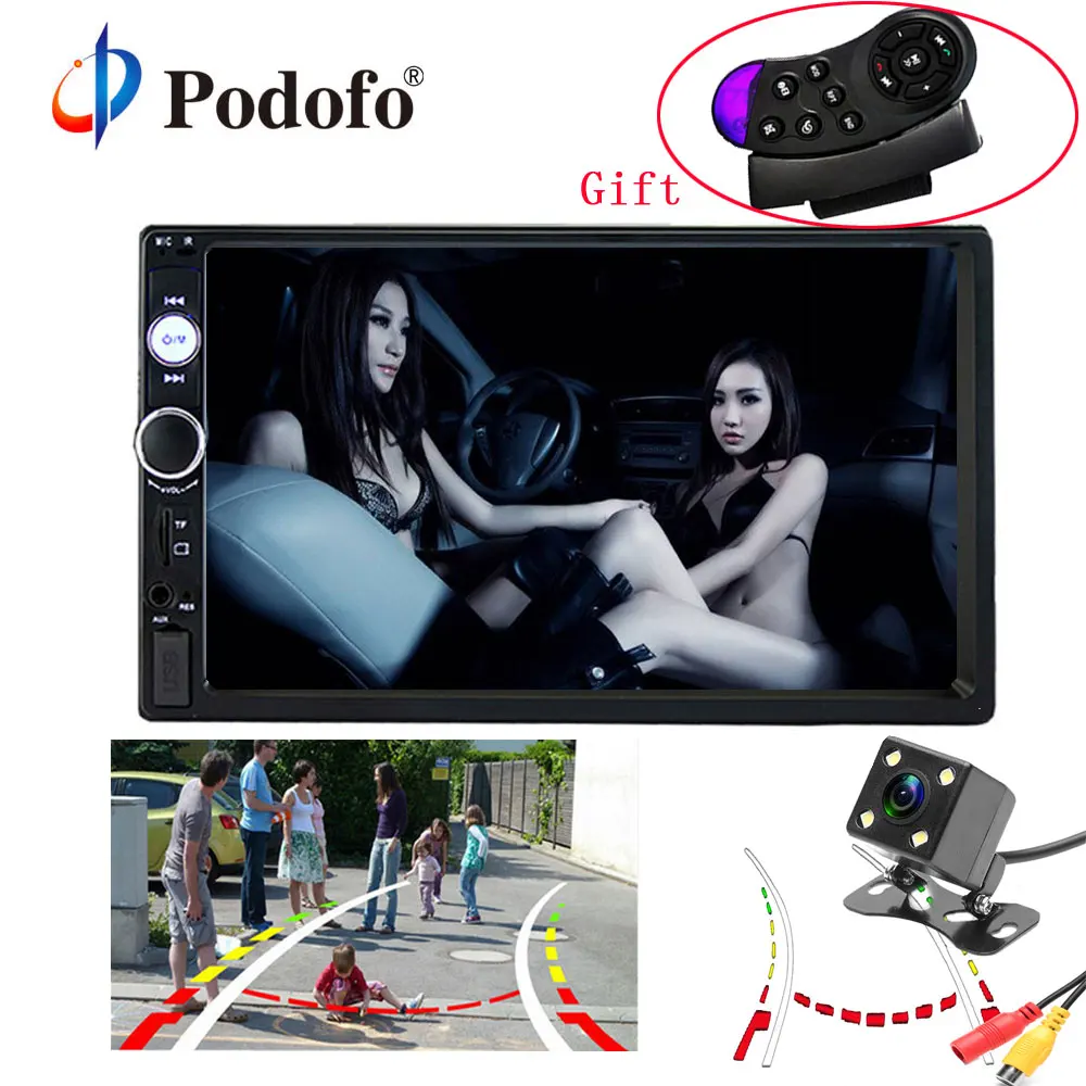 Podofo 7 Car Radio 2Din Audio Stereo autoradio FM Bluetooth Steering Wheel Remote Control Intelligent Dynamic