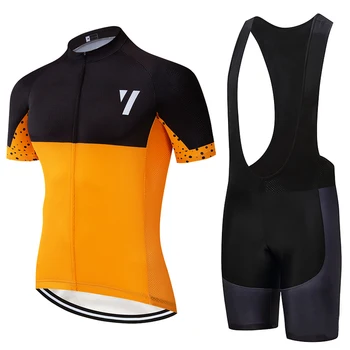 

2020 New Orange Cycling jersey 20D bike shorts set Quick Dry Ciclismo clothing men summer pro Bicycle Maillot bottoms wear