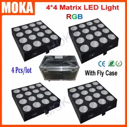 4 шт./лот moka стадии светодиодный световой эффект 16x30 Вт 4x4 RGB 3IN1 COB LED матрица проектор кейс упаковка с сертификатом ce rohs