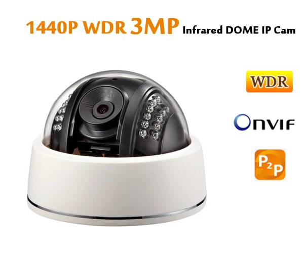 

3.0 Megapixel Dome ip camera hd super WDR 1440P low lux onvif p2p plug & play cctv security network webcam indoor dome ipcam