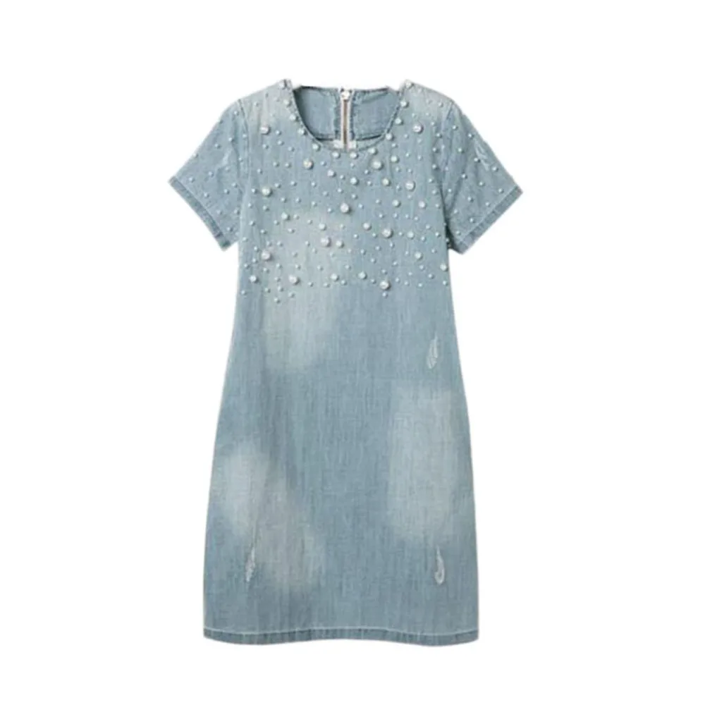 

Large size 5XL Sundress Jeans Women's casual plus size vestidos Summer Style beaded Denim Dresses big sizes Party Summer Dress