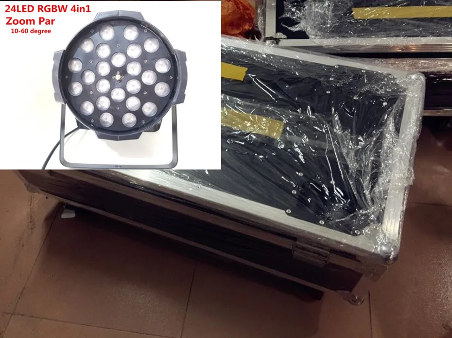 

8pcs 24x12W Led Zoom Par Light Lights with 1 flight case rgbw 4in1 led par light dj dmx Controller lights dmx dj