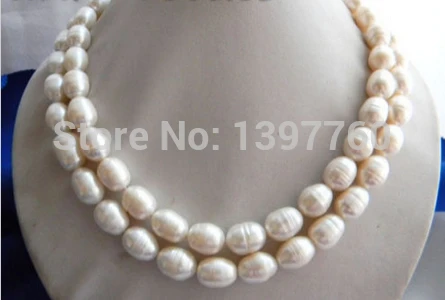 

Miss charm Jew.161 2Strands White Rice Freshwater Pearl Necklace