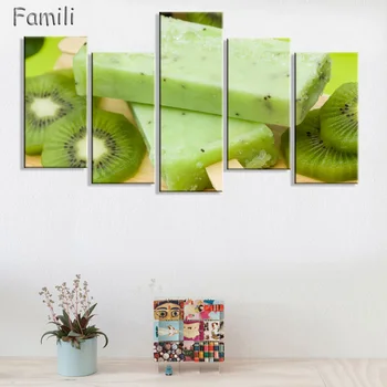 

5 panel printed Canvas painting Restaurant Fruits Cherry Grapes Modern Modular pictures On for kitchen decor wall art for living