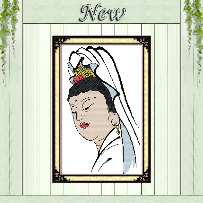 

Side view of Quan Yin painting counted printed on canvas DMC 14CT 11CT DIY Cross Stitch chinese Embroidery Needlework sets kits