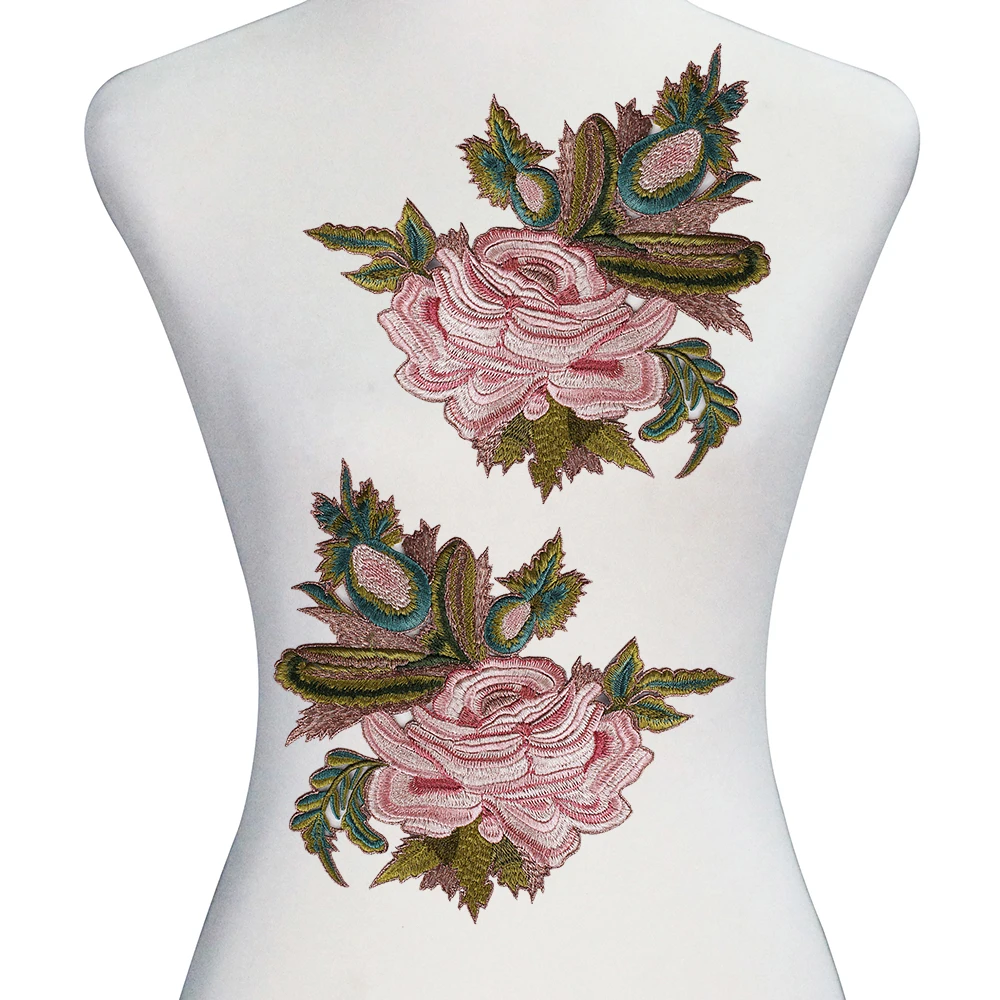 5pair Mirror Flower Pair Fabric Patches Embroidery Applique Sew on