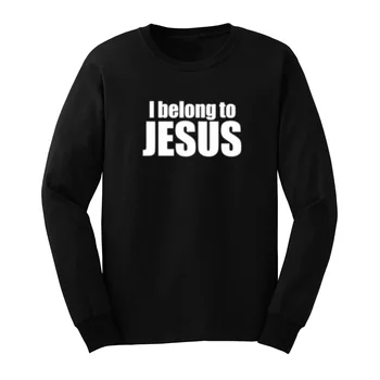

Mens I Belong to Jesus Christian Faith Long Sleeve T-Shirts Casual Men Tee
