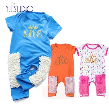 

Baby Rompers 1 Birthday Party Children Clothes Summer Girl Boy Baby Mop Romper Letter Crown Newborn baby girl clothes christmas