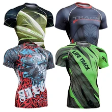 3d Full Prints T shirts Mens Compression Shirt Base Layer Short Sleeve Workout Fitness MMA Body