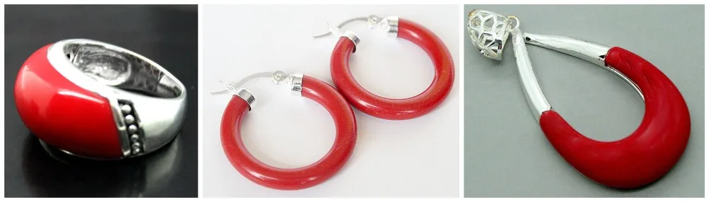 

Perfect matched Red Carved Lacquer Marcasite 925 Sterling Silver Ring(#7-10) Earrings & Pandent jewelry sets