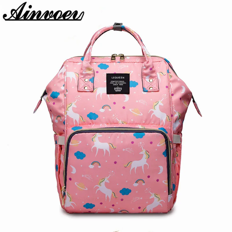 

Ainvoev Unicorn Backpack Mommy Pack Multifunctional Large Capacity Mother and Baby Nursing Bag Bottle Prenatal Shoulder Bag