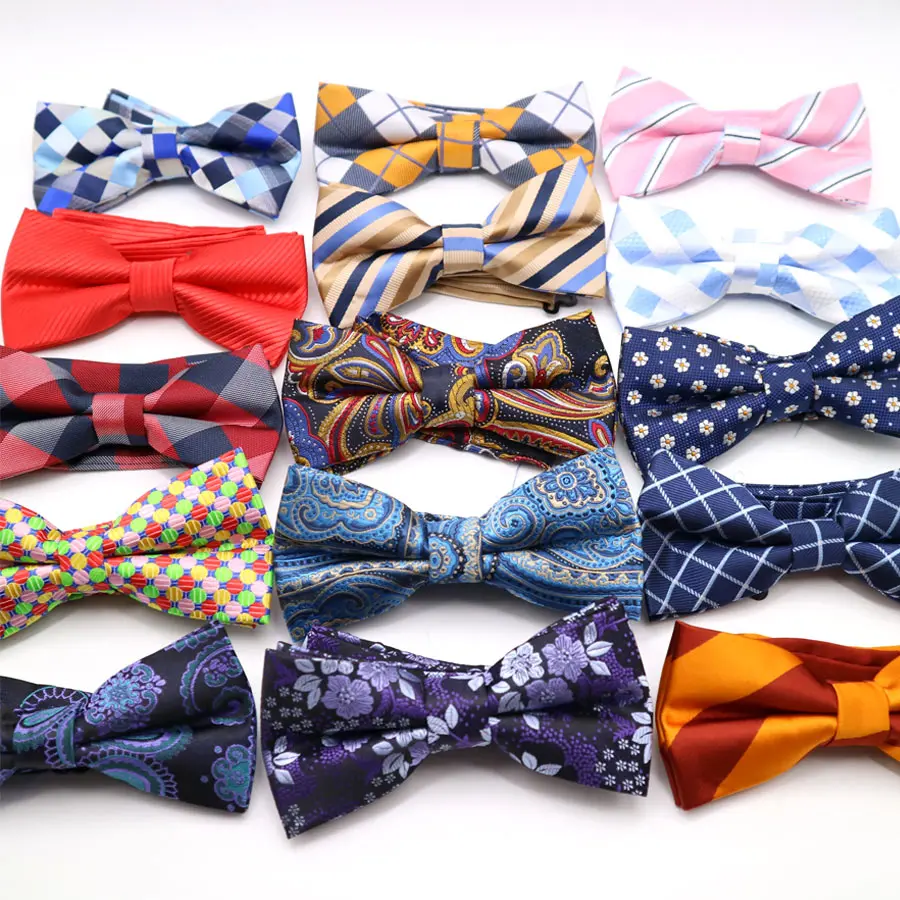

Adjustable LARGE Men's Polyester Silk Bow Tie Gentleman Butterfly Bowties Wedding Business Striped Plaid Checks Bow Neckties