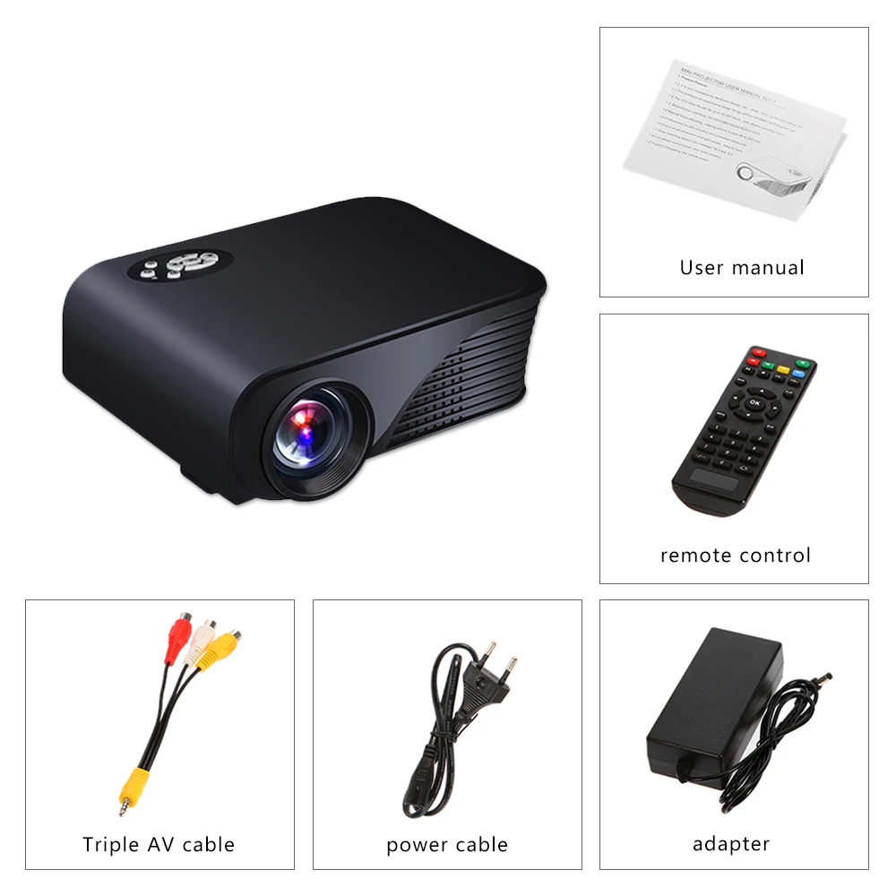 Мини проектор Everyone Gain Mini280 для домашнего кинотеатра LED ТВ портативный HDMI USB HD
