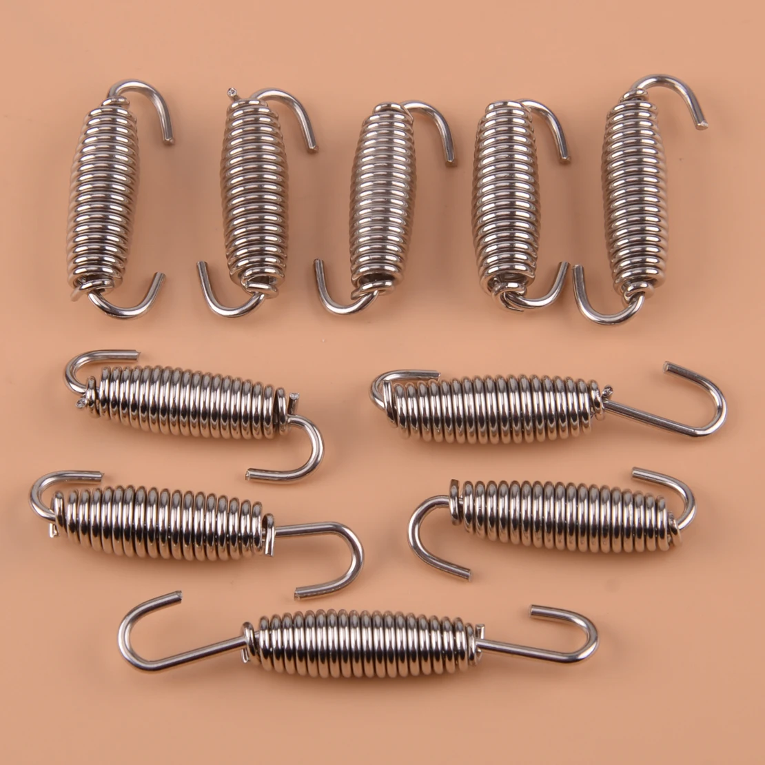 

DWCX 10pcs 68mm Stainless Steel Silver Motorcycle ATV Muffler Exhaust Pipe Tube Swivel Spring