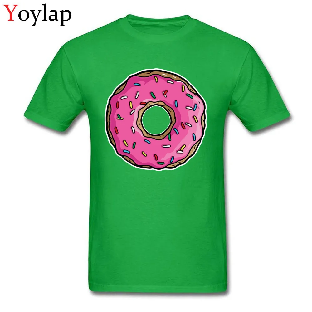Mens Tops Shirt Cute Slim Fit T-shirts 100% Cotton Crew Neck Short Sleeve Street Donut Tee Shirts Top Quality green