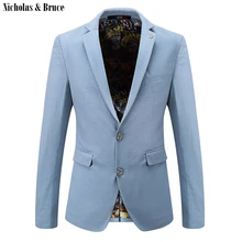 N& B мужской пиджак, светильник, синий Блейзер, приталенный хлопковый пиджак, мужские повседневные пальто, смокинг, деловой Блейзер, свадебный пиджак SR7