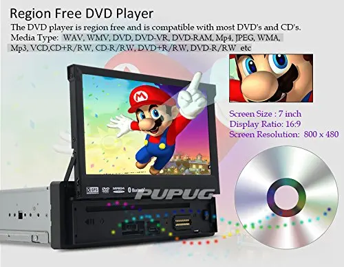 Discount Eincar AUDIO BV9976B Single-DIN 7 inch Motorized Touchscreen DVD Player Receiver Detachable Panel Car Radio Stereo Bluetooth Wir 3