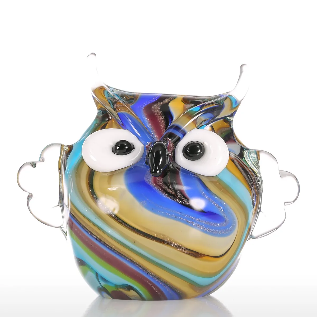 Tooarts Colorful Owl Gift Glass Ornament Animal Figurine Handblown Home