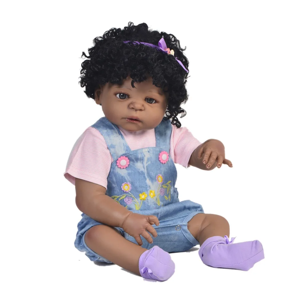 Кукла DollMai 57 см, силиконовая кукла Reborn Baby, игрушка, 23 дюйма, черная кожа, новорожденная девочка, принцесса bebes reborn bonecas, подарок для детей