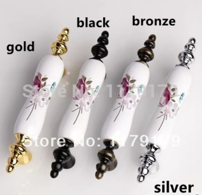 

76mm black kichen cabinet handle ceramic dresser pull bronze drawer knob pull gold silver cupboard furniture handles pulls 3
