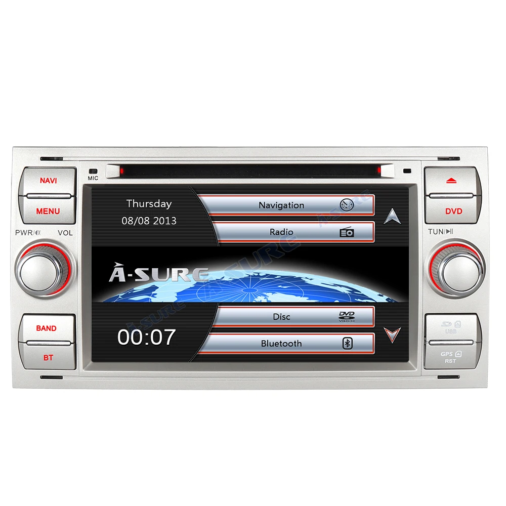 Perfect A-Sure 2 Din Car Auto Radio GPS Player Navigation For Ford Transit Focus Galaxy S-Max C-Max Fusion Fiesta FM RDS SWC DVD USB 3G 3