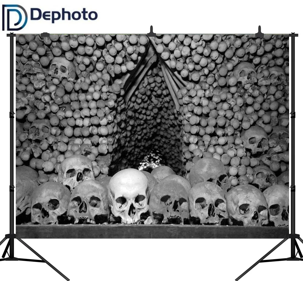 Dephoto бесшовный фон для фотосъемки с изображением головы черепа для Хэллоуина фон для новорожденного оригинальный дизайн фэнтези студия