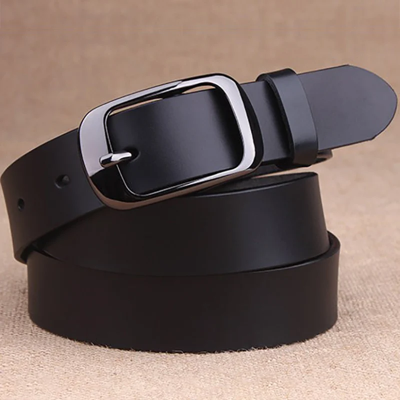 COWATHER Luxury cow genuine leather belt for women new arriving fashion design thin women belts top sell free shipping - Цвет: N7black buckle black