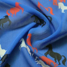 100 см* 114 см с принтом лошади марлевые жатые шелковые шифоновые ткани для платья шарф королевский синий