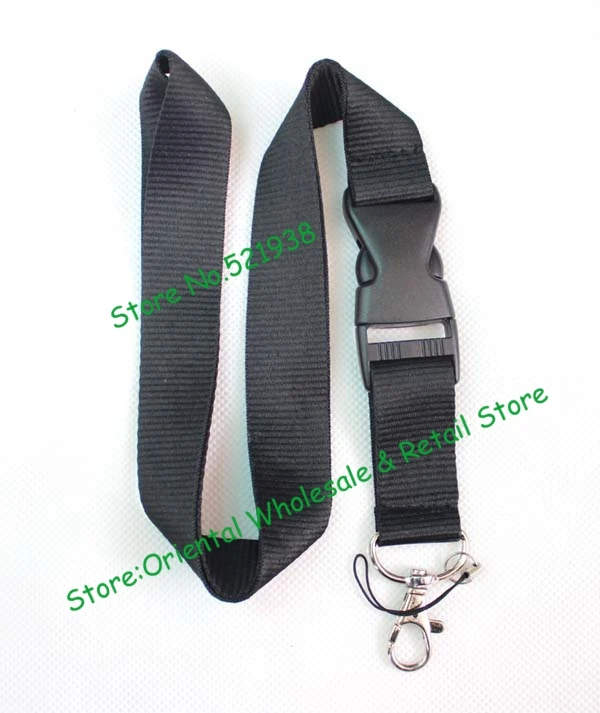 30 Pcs /lot Blank Black Solid Lanyard Key Chain Id Card Badge Holder