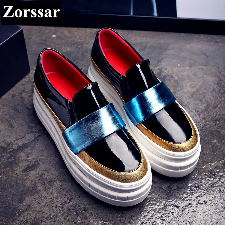 

{Zorssar} Brand 2017 NEW Fashion Genuine leather Women Flats platform Loafers Female Casual Flat shoes Womens Creepers shoes