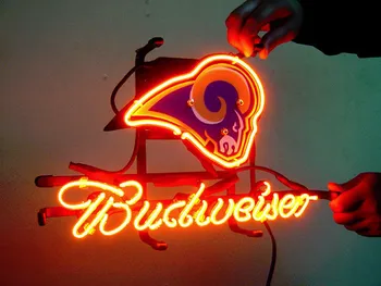 

Business NEON SIGN board For ST LOUIS RAMS Football REAL GLASS Tube BEER BAR PUB Club Shop Light Signs 17*14"