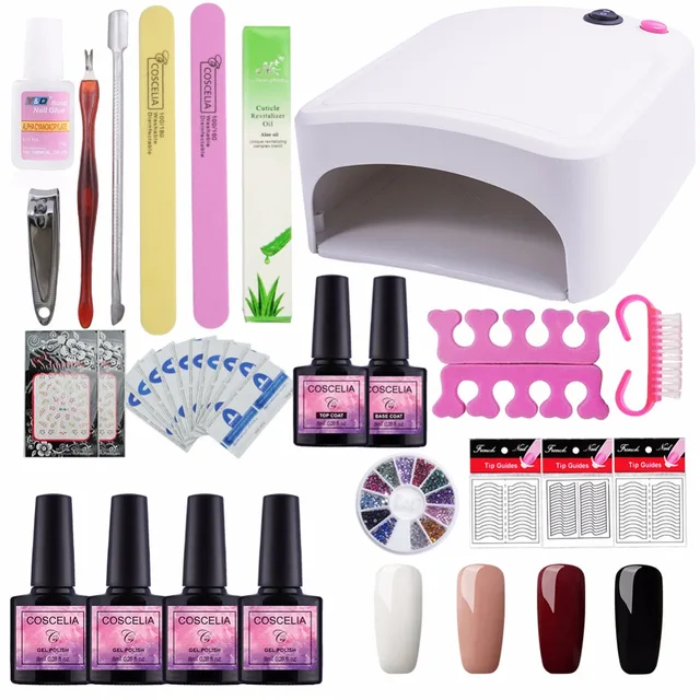 COSCELIA New Professional 4 Color Gel Nail Polish Kit For Nail Art UV