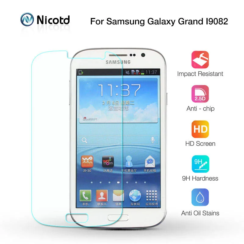 Nicotd Tempered Glass For Samsung Galaxy i9082 i9060 9H 2.5D Screen Protector Film cover For Samsung Galaxy Grand Neo GT-i9060