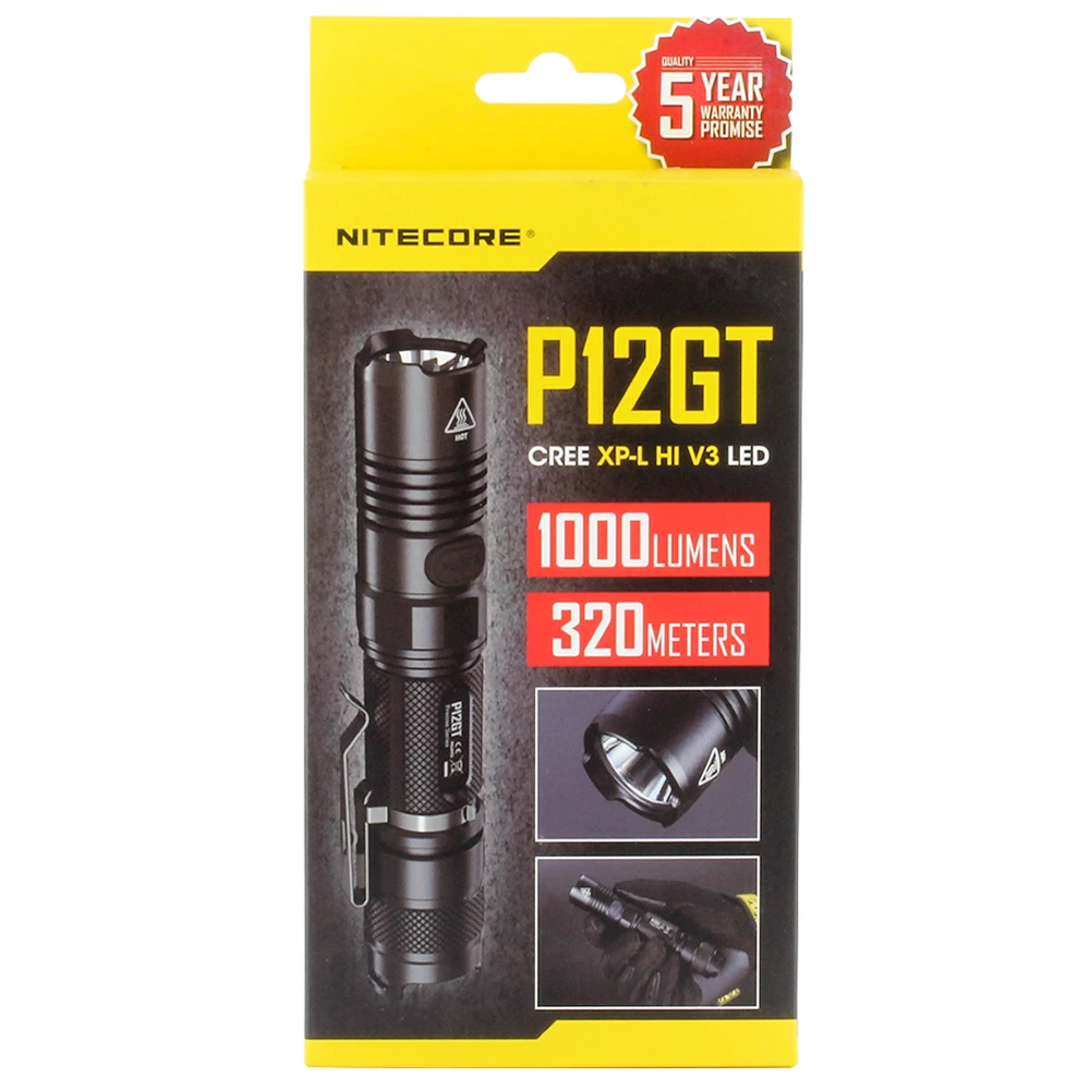 Бесплатная доставка NITECORE 1000 люмен CREE XP L HI V3 LED P12GT тактический фонарик без