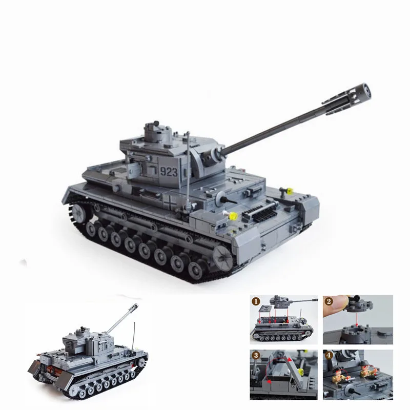 

Large Panzer IV Tank 1193pcs Building Blocks Military Army Constructor set Educational Toys for Children Compatible