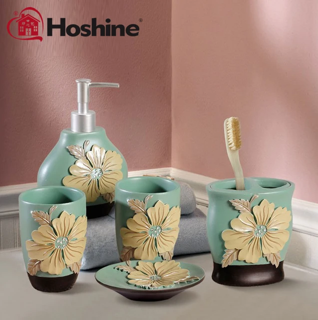 Hoshine Brand New Handicraft Novelty Peony Flower Bathroom Accessories